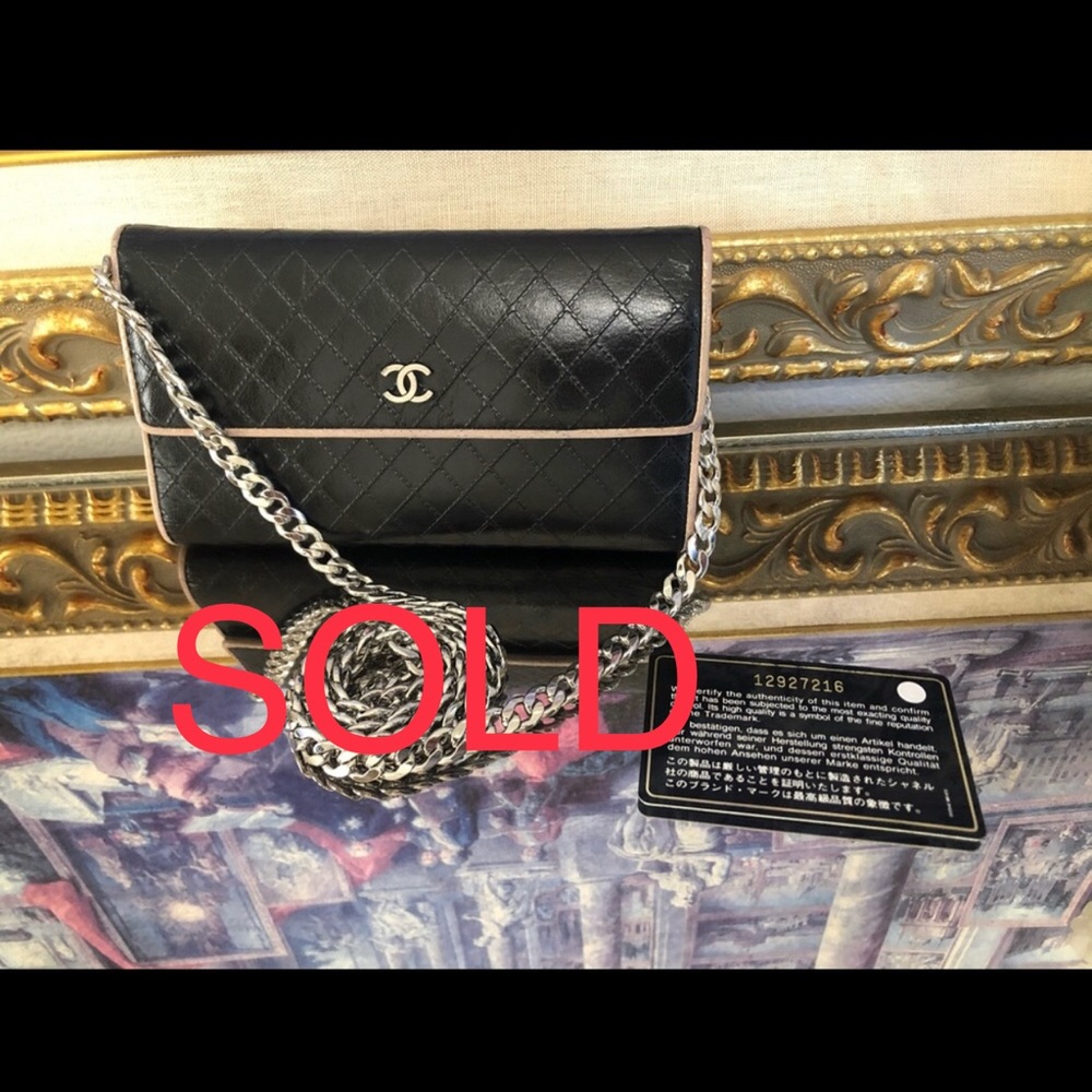 SOLD Chanel Trifold Chained Wallet